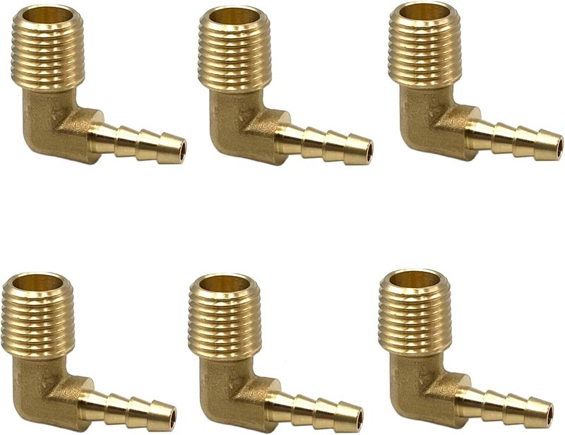Bumugufu 6 Pcs Barb Elbow Fittings,1/4" NPT x 3/16" OD Right Angle Fittings for Low-pressure,Fuel,Air and Non-potable Water Chilling Application - Image 1